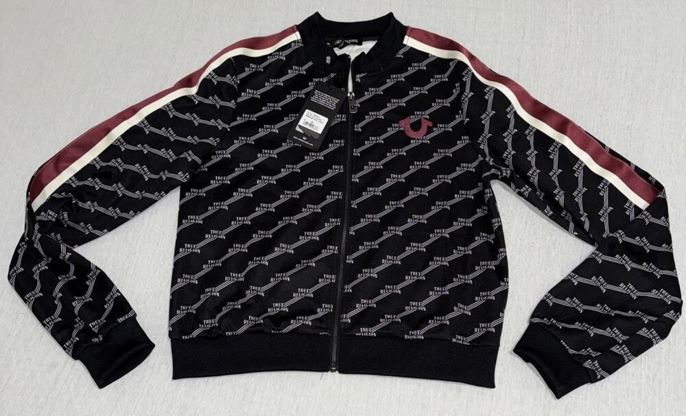 True Religion Monogram Track Jacket Women's Medium Logo Streetwear Urbancore NWT